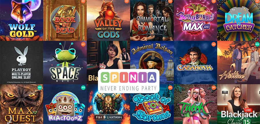 Selection of casino games from Spinia